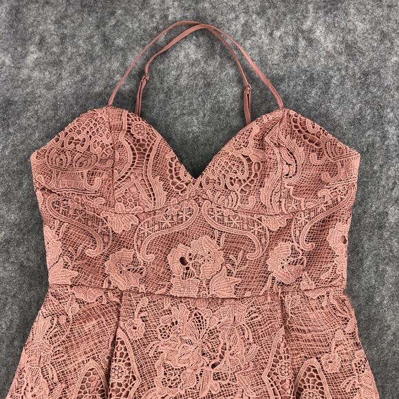 Two Sisters Dress Size 8 Blush Pink Floral Lace Overlay High-Low Sweetheart Neck - Picture 4 of 16
